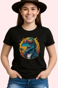 Tricou Gorila cu ochelari rosii fundal stropit graffiti Copii | Dama | Barbat, culoare negru - Img 3