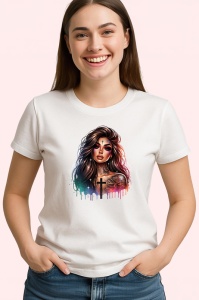 Tricou gothic tattoo girl cross chest, fata gotica tatuata cu cruce pe piept, Copii | Dama | Barbat - Img 4