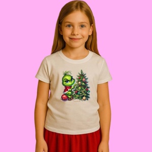 Tricou Grinch Ajuta La Decorarea Bradului, din bumbac 100%, tricou alb, Copii | Dama | Barbat - Img 2