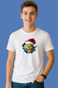 Tricou Grinch Cu Caciula Mosului Craciun, din bumbac 100% Copii | Dama | Barbat