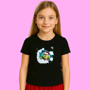Tricou Grinch Cu Fundal Albastru Si Zambet Mare Craciun, din bumbac 100% Copii | Dama | Barbat - Img 3