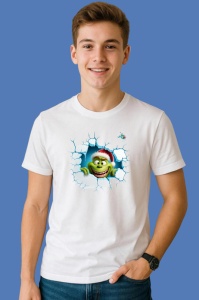 Tricou Grinch Cu Fundal Albastru Si Zambet Mare Craciun, din bumbac 100% Copii | Dama | Barbat
