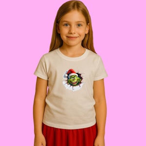 Tricou Grinch Cu Fundal Gri Inchis Craciun, din bumbac 100% Copii | Dama | Barbat - Img 2