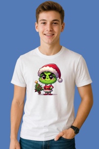 Tricou Grinch Dragalas Tinand Brad Mic, din bumbac 100%, tricou alb, Copii | Dama | Barbat - Img 2