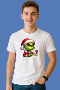 Tricou Grinch Scrie Lista De Craciun, din bumbac 100%, tricou alb, Copii | Dama | Barbat - Img 3