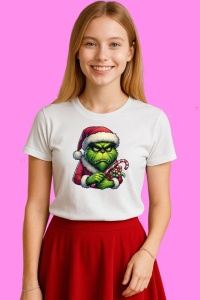 Tricou Grinch Suparat De Craciun, din bumbac 100%, tricou alb, Copii | Dama | Barbat - Img 3
