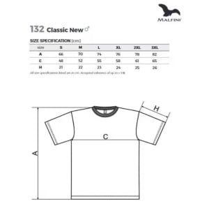 Tabel marimi dimensiuni tricou barbat personalizat Bunic de fetita in devenire