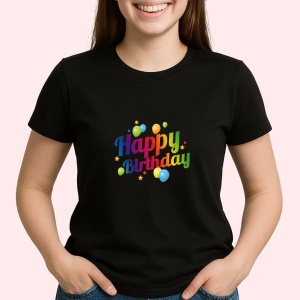 Tricou Happy Birthday Colorat Negru, Copii | Dama | Barbat - Img 2