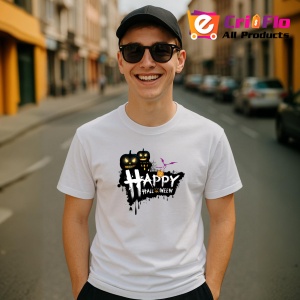 Tricou Happy Halloween Dark Art, din bumbac 100%, tricou alb, Dama | Barbat - Img 4