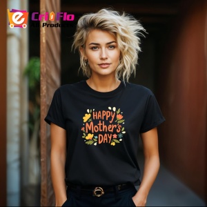 Tricou Happy Mothers Day Flori Galbene V2, din bumbac 100%, tricou negru Copii | Dama | Barbat - Img 8