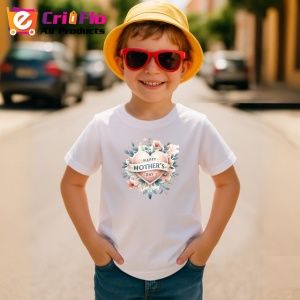 Tricou Happy Mothers Day Inima Cu Flori Pastel, din bumbac 100% , tricou alb pentru Copii | Dama | Barbat - Img 4