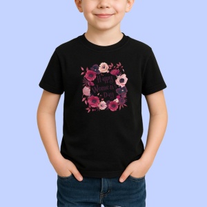 Tricou Happy Womens Day Buchet Flori V1, din bumbac 100%, tricou negru Copii | Dama | Barbat - Img 2