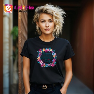 Tricou Happy Womens Day Cerc Floral V2, din bumbac 100%, tricou negru Copii | Dama | Barbat - Img 8
