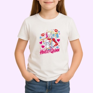 Tricou harley quinn stelute saruturi stil comic, Copii | Dama | Barbat - Img 3