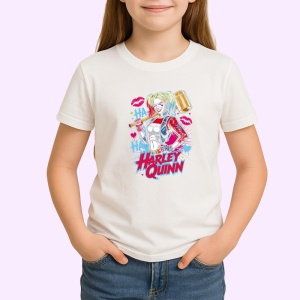 Tricou harley quinn stil comic fundal albastru, Copii | Dama | Barbat - Img 3