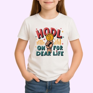 Tricou hodl on for dear life, tine crypto cu toata viata ta, Copii | Dama | Barbat - Img 3