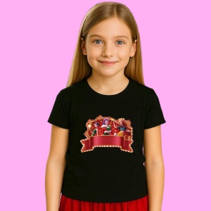 Tricou Huntrix K Pop Hunters Demon Banner Decorativ Sarbatori, din bumbac 100%, tricou negru, Copii | Dama | Barbat - Img 2