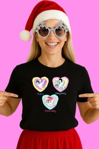Tricou Huntrix K Pop Hunters Demon Inimioare Personaje Ilustrate, din bumbac 100%, tricou negru, Copii | Dama | Barbat - Img 3