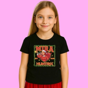 Tricou Huntrix K Pop Hunters Demon Mira Character Icon Coronita Craciun, din bumbac 100%, tricou negru, Copii | Dama | Barbat