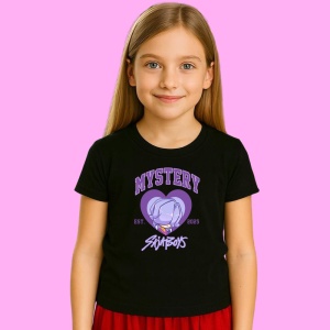 Tricou Huntrix K Pop Hunters Demon Mystery Portret Mov Chibi, din bumbac 100%, tricou negru, Copii | Dama | Barbat - Img 2