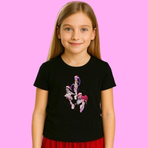 Tricou Huntrix K Pop Hunters Demon Personaj Fata Zburatoare Anime, din bumbac 100%, tricou negru, Copii | Dama | Barbat