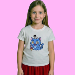 Tricou Huntrix K Pop Hunters Demon Pisica Albastra Joben Magic, din bumbac 100%, tricou alb, Copii | Dama | Barbat - Img 2