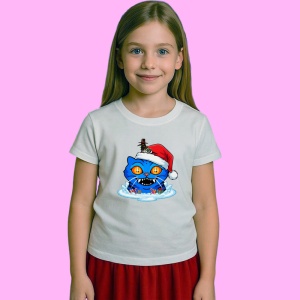 Tricou Huntrix K Pop Hunters Demon Pisica Albastra Santa Gheata, din bumbac 100%, tricou alb, Copii | Dama | Barbat - Img 2