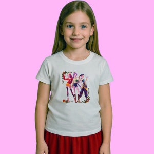 Tricou Huntrix K Pop Hunters Demon Trio Fete Full Body Craciun, din bumbac 100%, tricou alb, Copii | Dama | Barbat - Img 2