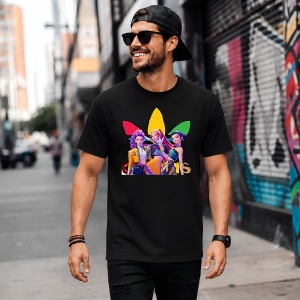 Tricou Huntrix K-Pop Style Urban Neon Purple Streetwear, din bumbac 100%, tricou negru, Copii | Dama | Barbat - Img 5