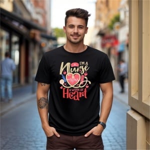 Tricou I'm a nurse a work of heart Negru, Copii | Dama | Barbat - Img 5