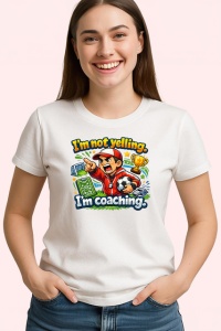 Tricou Im Not Yelling Im Coaching Antrenor Fotbal, din bumbac 100% , tricou alb pentru Copii | Dama | Barbat - Img 2