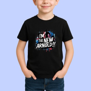 Tricou Im The New Arnold Silueta Rosu Albastru, Copii | Dama | Barbat, culoare negru - Img 2