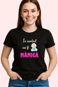 Tricou In Curand Voi Fi Mamica Baiat, din bumbac 100%, tricou negru, Dama | Barbat - Img 2