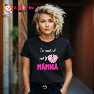 Tricou In Curand Voi Fi Mamica Fetita, din bumbac 100%, tricou negru, Dama | Barbat - Img 3