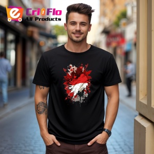 Tricou Indonesia Steag Splash Art, Copii | Dama | Barbat, culoare negru - Img 4