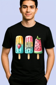 Tricou Inghetata colorata text hello summer stil fresh si jucaus Copii | Dama | Barbat Barbat - Img 5