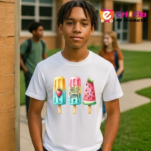 Tricou Inghetata colorata text hello summer stil fresh si jucaus Copii | Dama | Barbat Barbat - Img 8