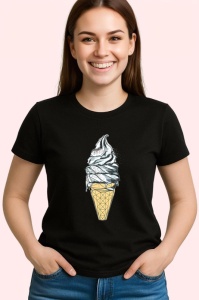 Tricou Inghetata Con Poligon Galben, Copii | Dama | Barbat, culoare negru - Img 4