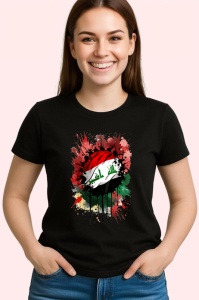 Tricou Iraq Steag Splash Art, Copii | Dama | Barbat, culoare negru - Img 3