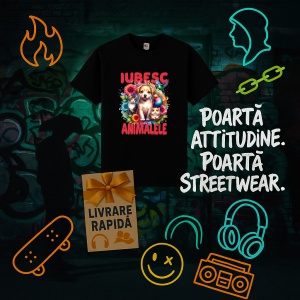 Tricou Iubesc Animalele, natura si tot ce ne inconjoara Negru, Copii | Dama | Barbat - Img 10