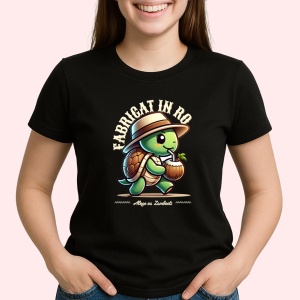 Tricou Iubesc Animalele, natura si tot ce ne inconjoara Negru, Funky Turtle Negru, Copii | Dama | Barbat - Img 3