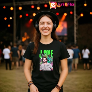Tricou J. Cole - Neon Theme, muzica Hip-Hop / Pop / Rock, Dama | Barbat | Copii, Culoare Negru - Img 5
