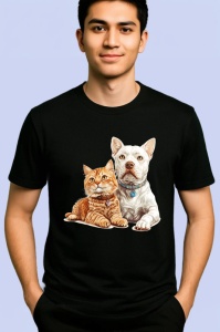 Tricou Jack Russell Terrier si pisica tabby echipa vesela Copii | Dama | Barbat Barbat - Img 4