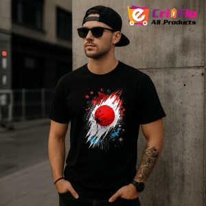 Tricou Japan Steag Splash Art, Copii | Dama | Barbat, culoare negru - Img 7