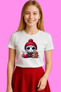 Tricou Jason Christmas Chibi Cu Cana Rosie, din bumbac 100%, tricou alb, Copii | Dama | Barbat - Img 3
