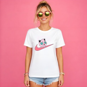 Tricou Jigglypuff Roz Estetic Logo Urban Girl Streetwear, din bumbac 100% Copii | Dama | Barbat - Img 3