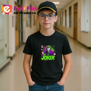 Tricou Joker explozie roz verde cu carti, Copii | Dama | Barbat , tricou negru - Img 5