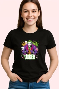 Tricou Joker expresie ha ha stil comic, Copii | Dama | Barbat , tricou negru - Img 3