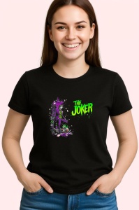 Tricou Joker minimal mov cu silueta estompata, Copii | Dama | Barbat , tricou negru - Img 3