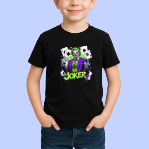 Tricou Joker stropi verzi costum mov, Copii | Dama | Barbat , tricou negru - Img 2